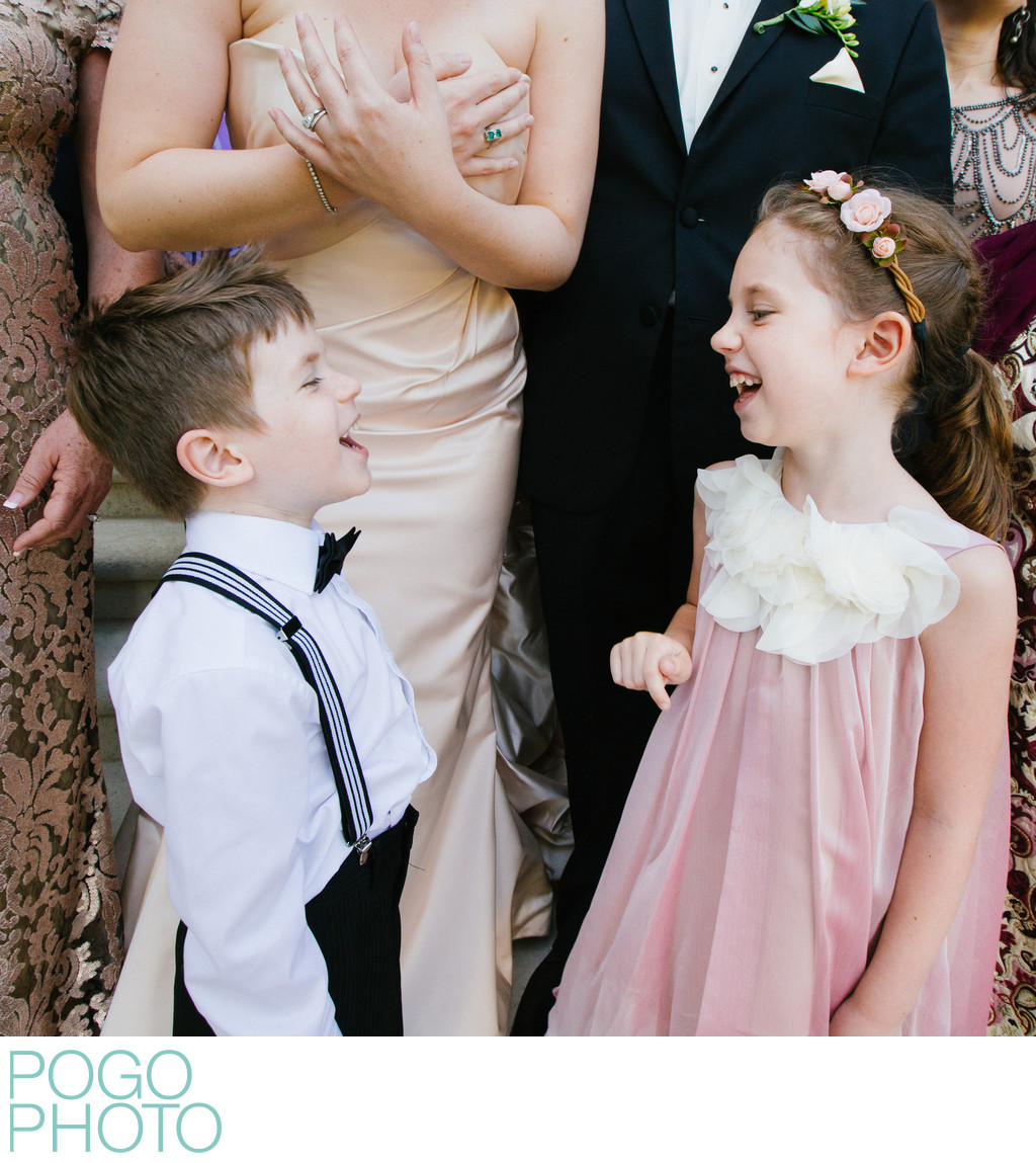 Ring Bearer & Flower Girl in Silly Moment at Formals