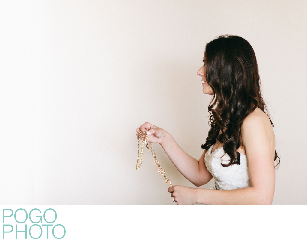 Minimalist Portrait of Bride With Necklace in South FL