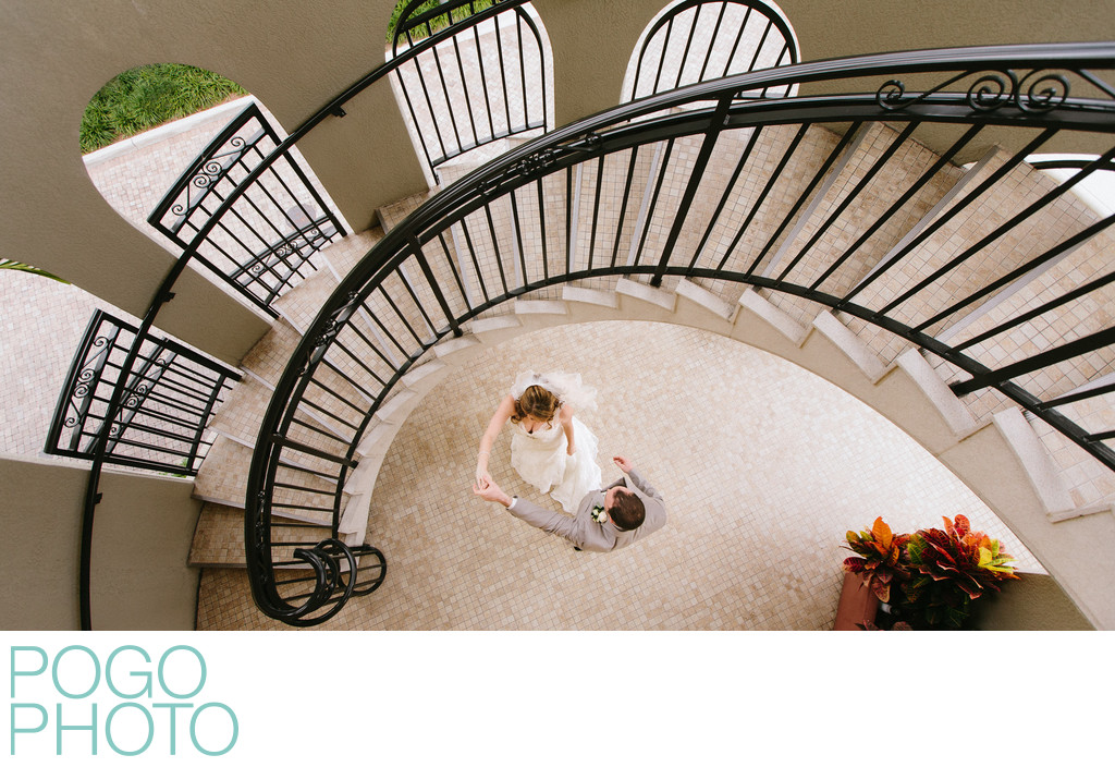 Naples Bay Resort Sweeping Staircase Wedding Portrait