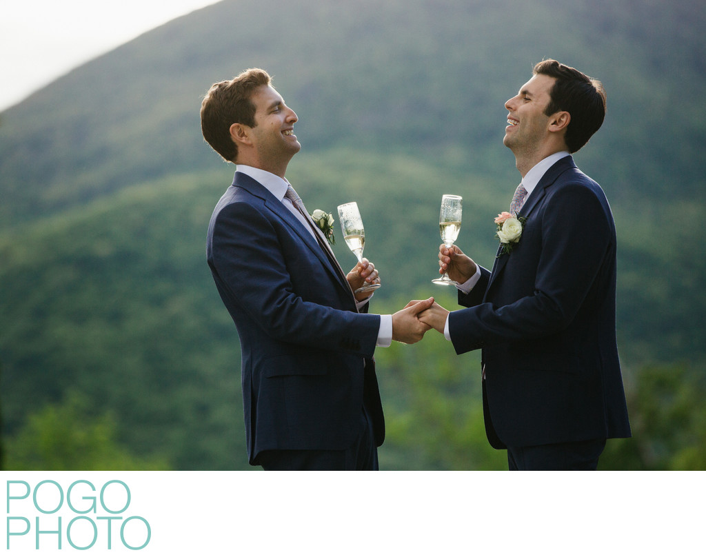 Same Sex Wedding Photographers With Two Happy VT Grooms