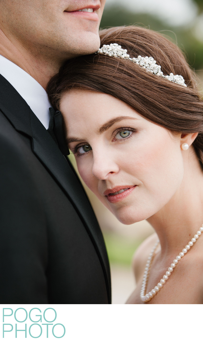 Piercing Gaze From Elegant Bride with Jeweled Hairpiece
