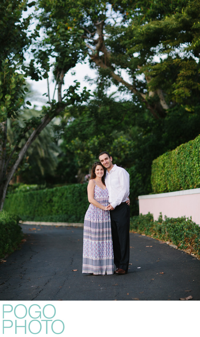 Traditional Engagement Photo on Lake Trail, Palm Beach