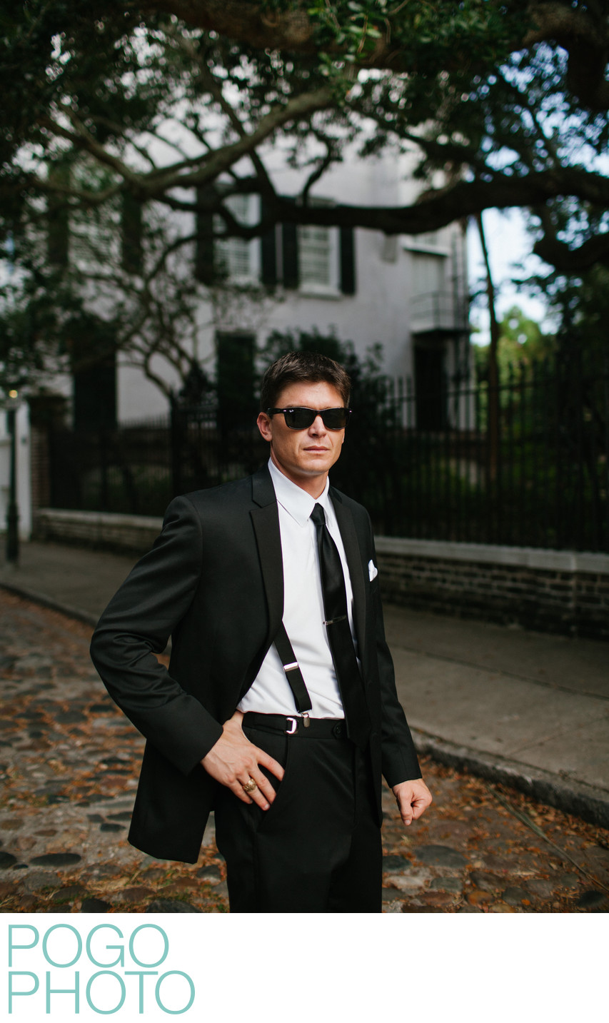 Modern Groom Portrait in Historic Southern Charleston