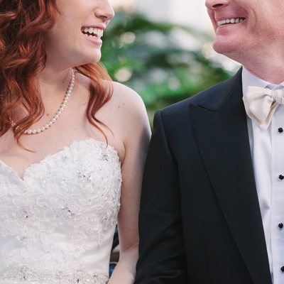 Delighted bride and groom at Grand Floridian Resort
