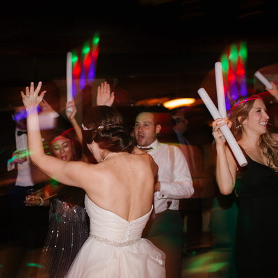 Fun LED batons at upscale wedding reception, Palm Beach