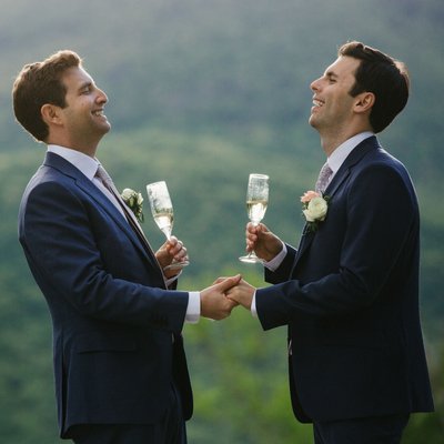 Same Sex Wedding Photographers With Two Happy VT Grooms