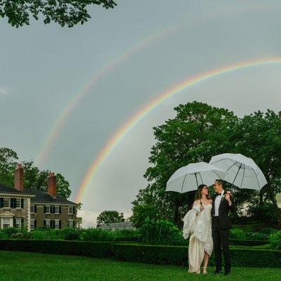 Double Rainbow Wedding Photo after Epic Vermont Storm