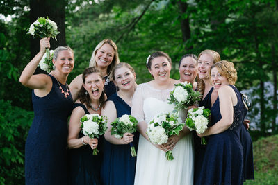 Fun Photos of a Bridal Party in the Vermont Woods
