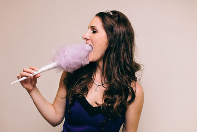 Bride Enjoys Purple Cotton Candy During Her Afterparty 