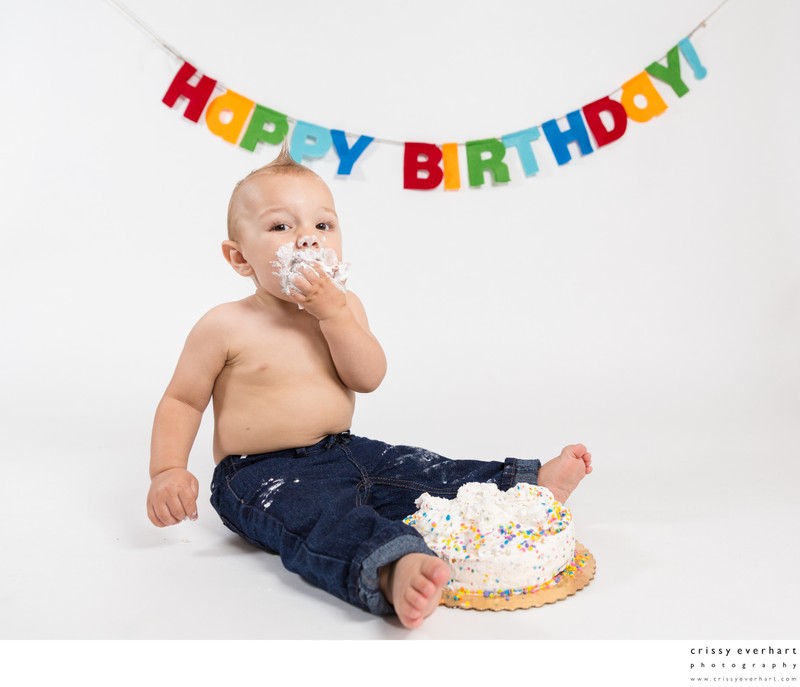 First Birthday Cake Smash Photo Session - 1 Yr Old Boy