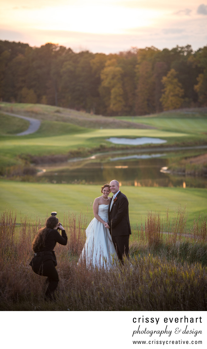 Crissy photographing a couple at a golf club in NJ