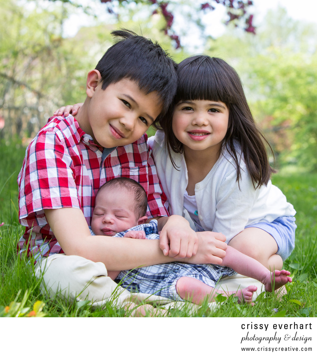 Infant with Two Older Siblings- In Home Newborn Session