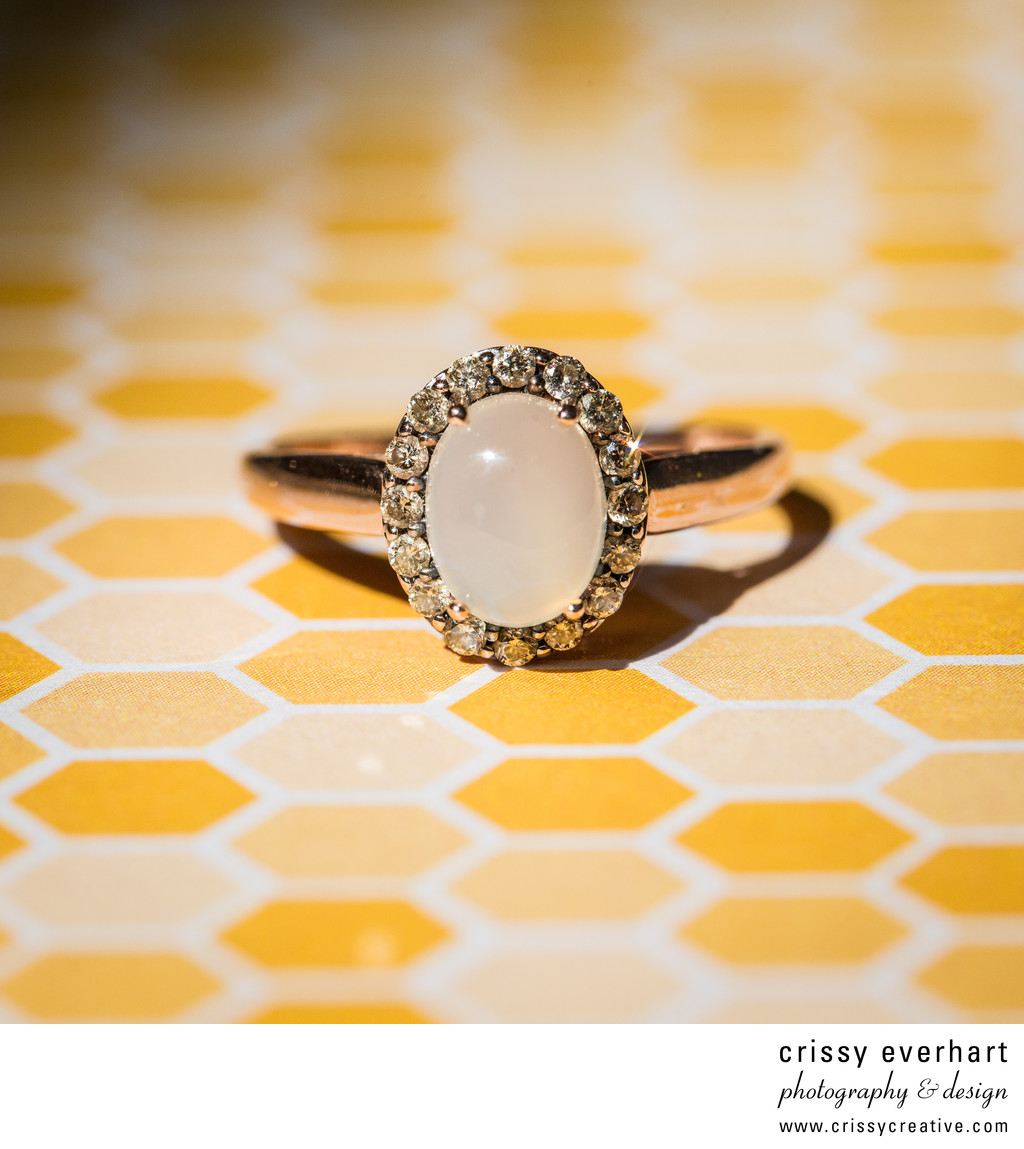 Chester County Wedding - Diamond Ring on Honeycomb