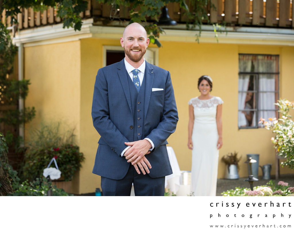 Gables Chadds Ford Wedding- First Look Bride and Groom