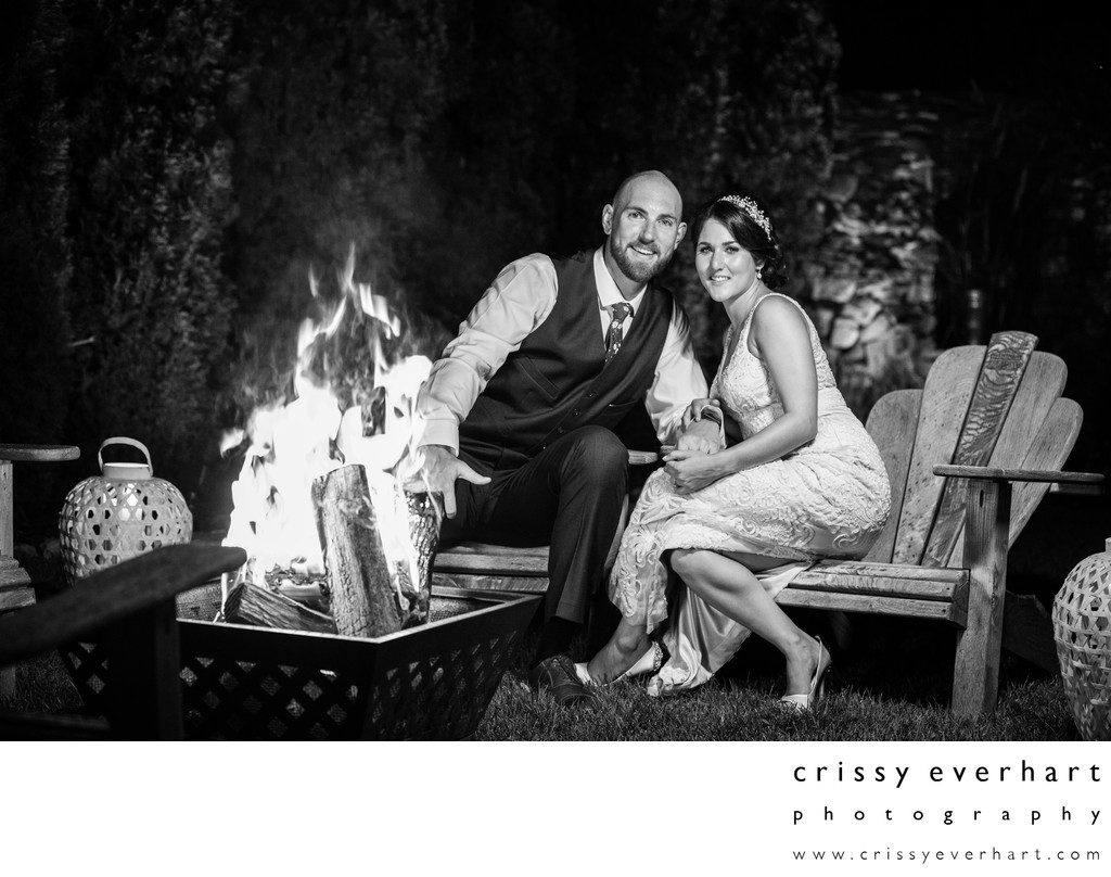 Gables at Chadds Ford Wedding - Night Bonfire