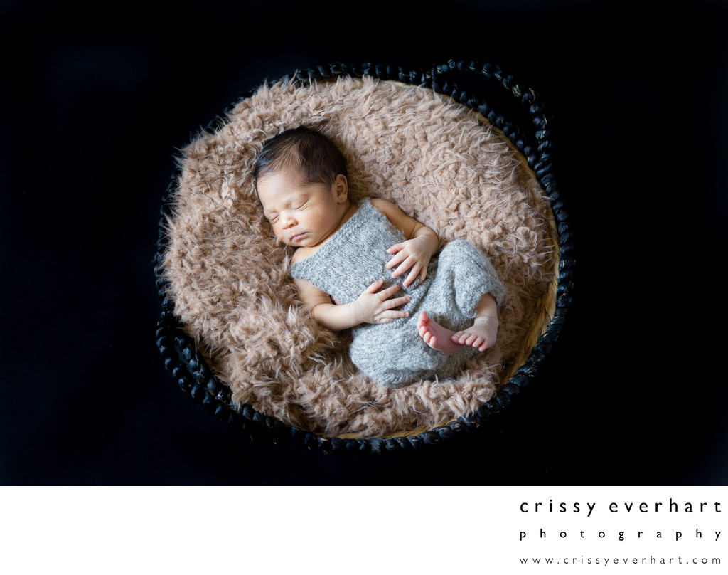 Chester County Newborn Photographer - Boy in Basket