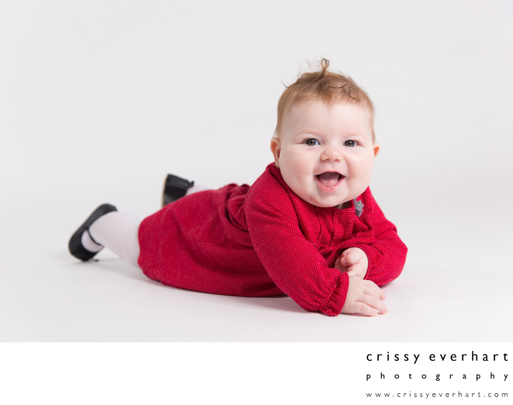 Baby Photos in Portrait Studio - Tummy Time!