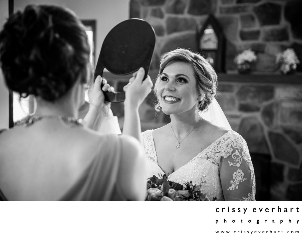 Bridal Prep Photos in Church Before Ceremony