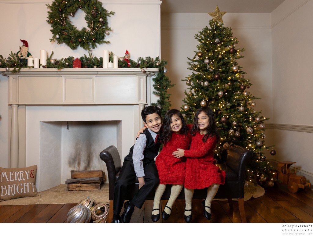 Christmas Photos by Fireplace