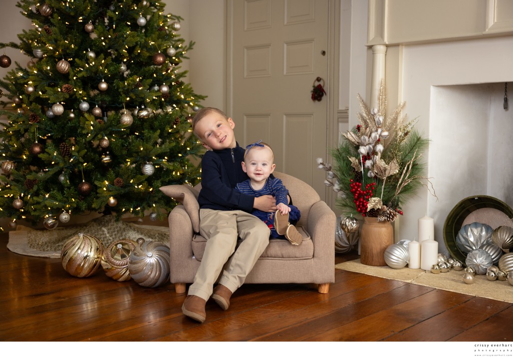 Christmas Photos with Tree and Fireplace