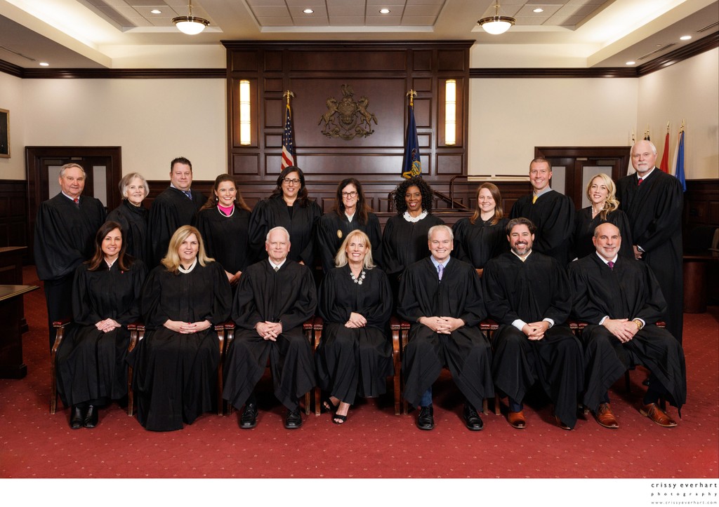 Judicial Bench Portraits in Courtroom