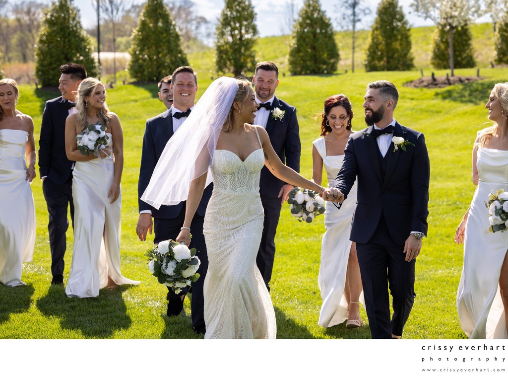 Bridal Party Walking at Terrain Gardens
