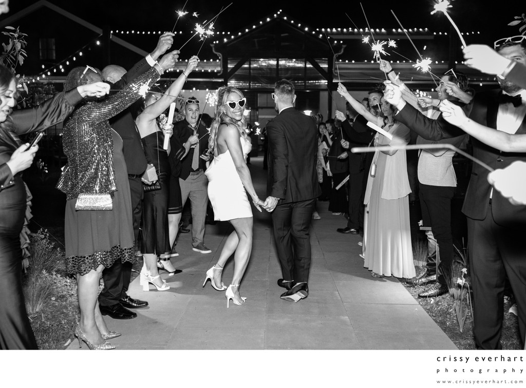 Sparkler Exit in Black and White