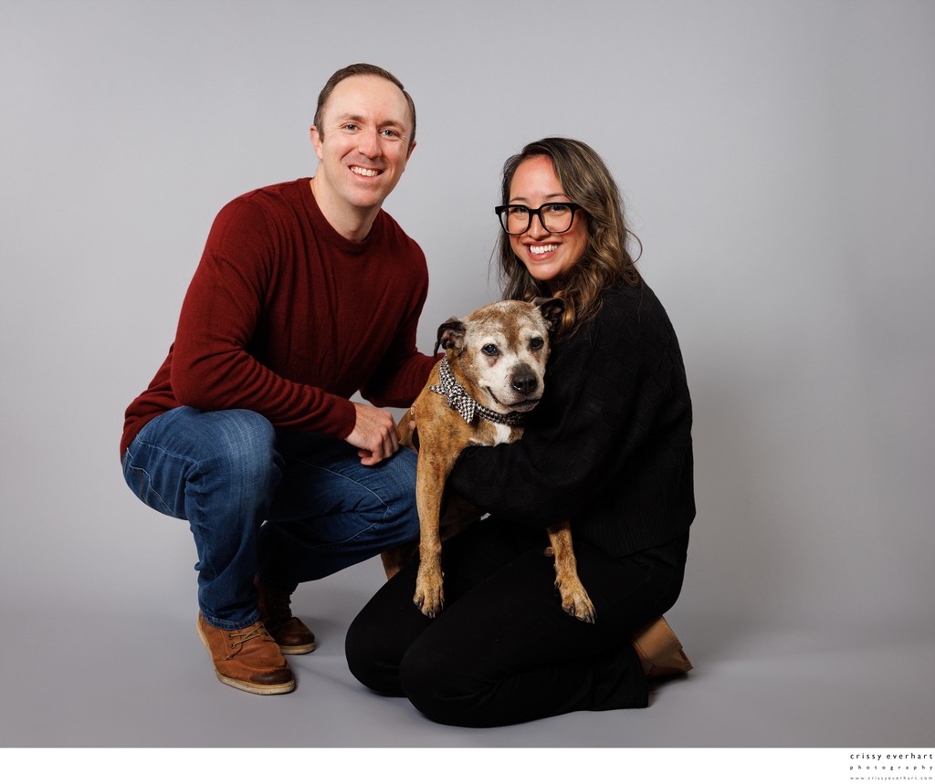 Young Couple with Elderly Dog