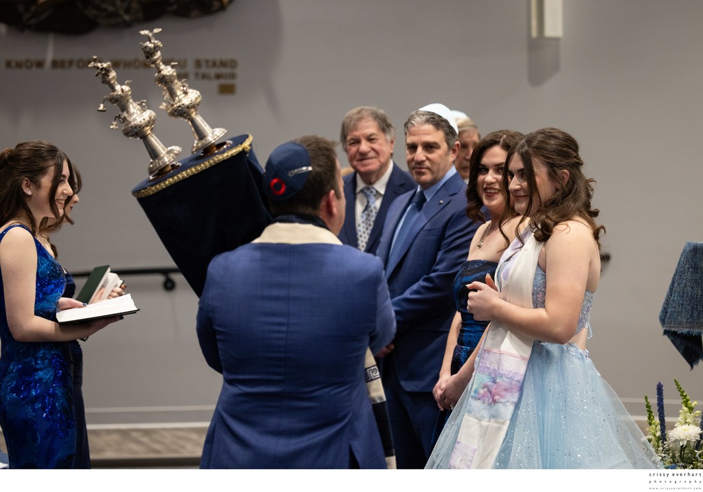 Rabbi Passing the Torah at Bat Mitzvah Service