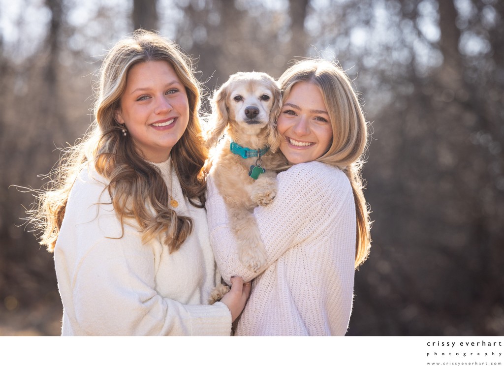 SIsters with Family Dog