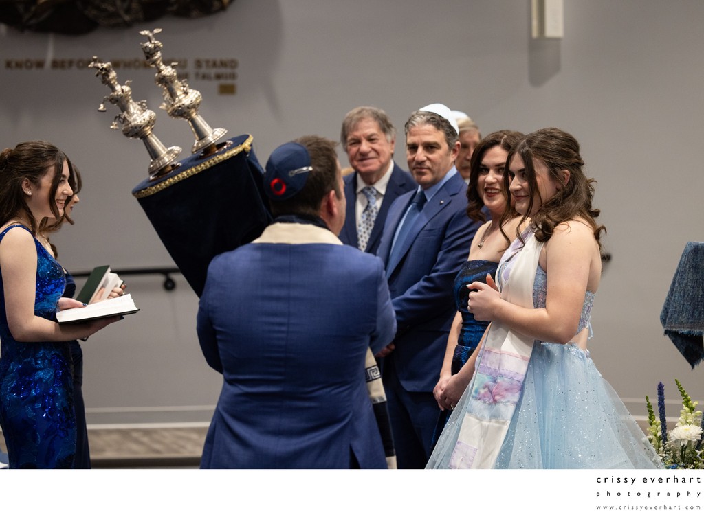 Rabbi Passing the Torah at Bat Mitzvah Service