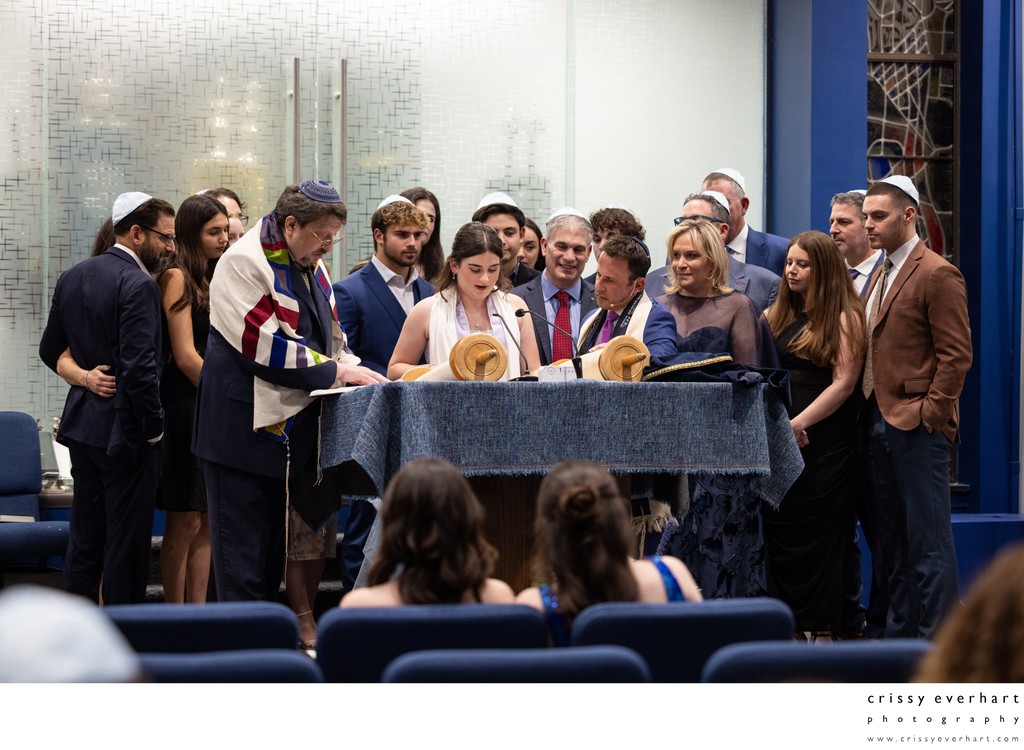 Family on the Bima with Bat Mitzvah for Aliyot
