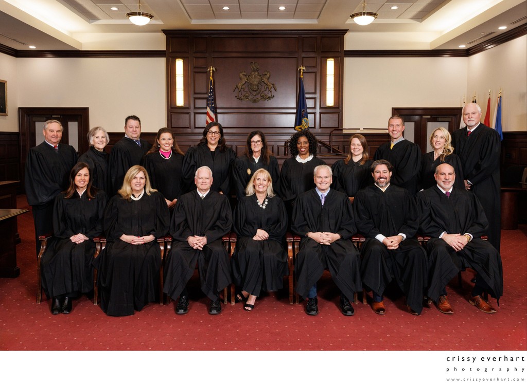 Judicial Bench Portraits in Courtroom