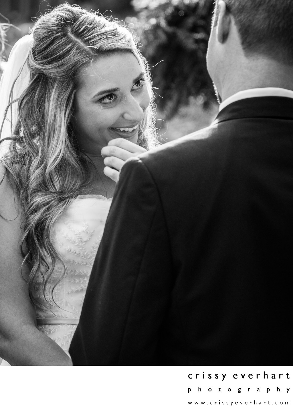 Bride Wipes Tear During Wedding Ceremony Vows