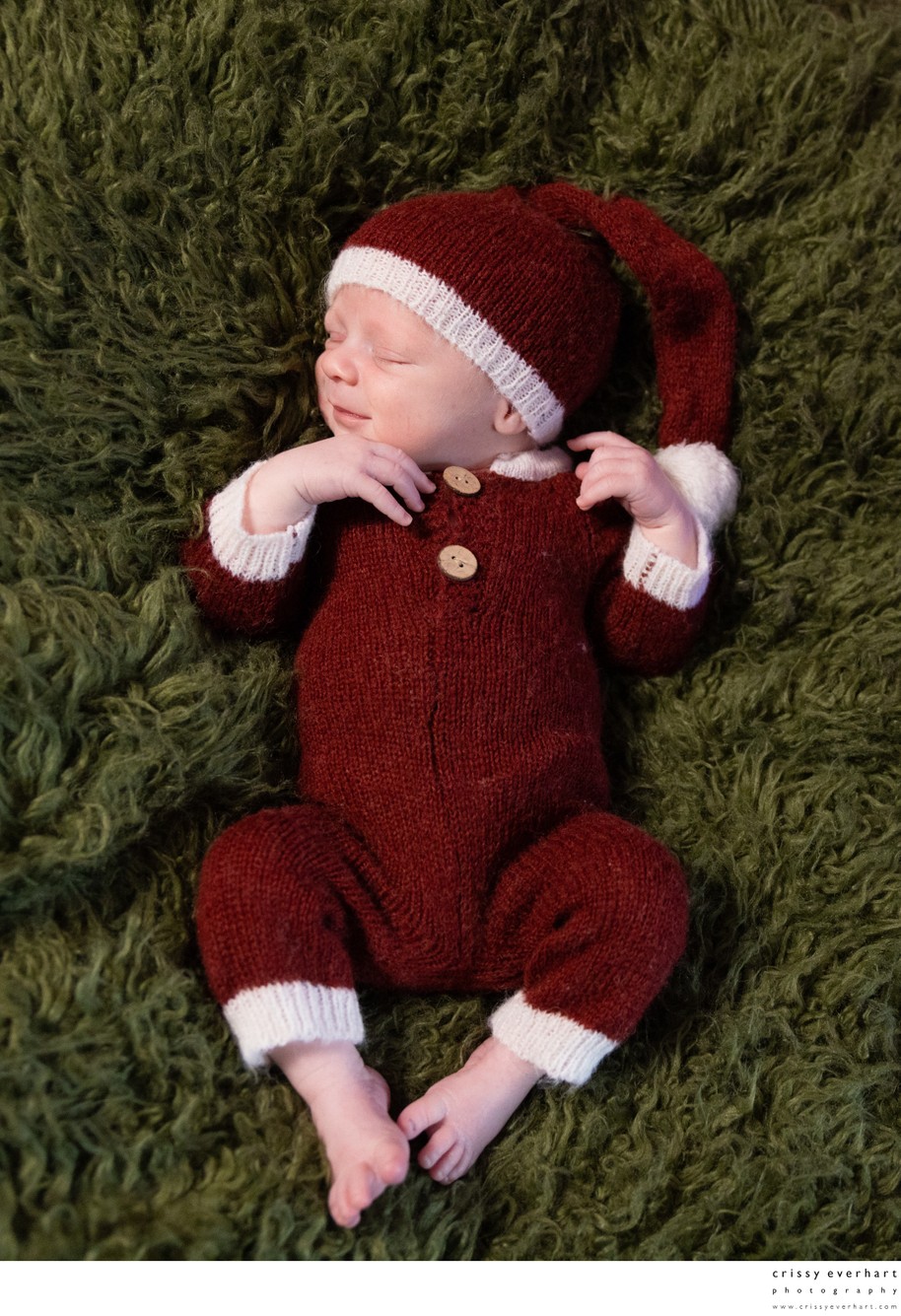 Newborn Christmas Photos in Santa Outfit