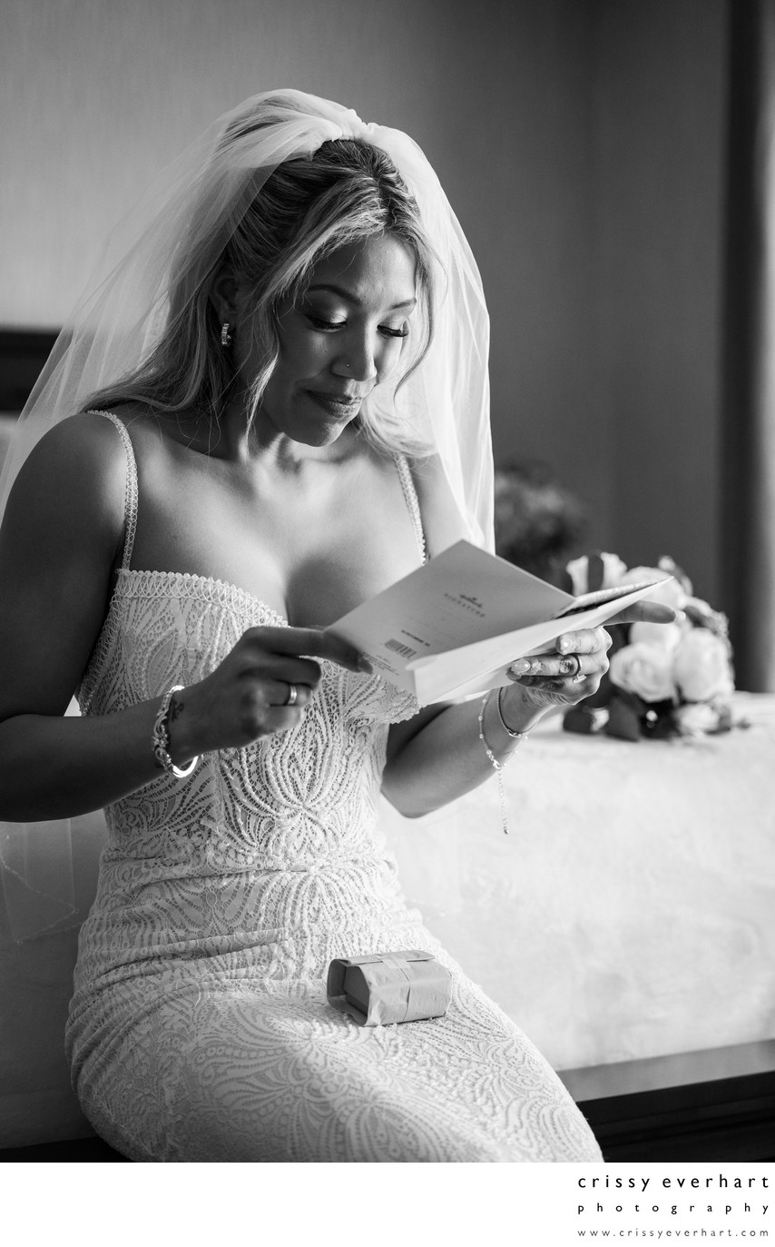 Bride Reading Note Before Ceremony
