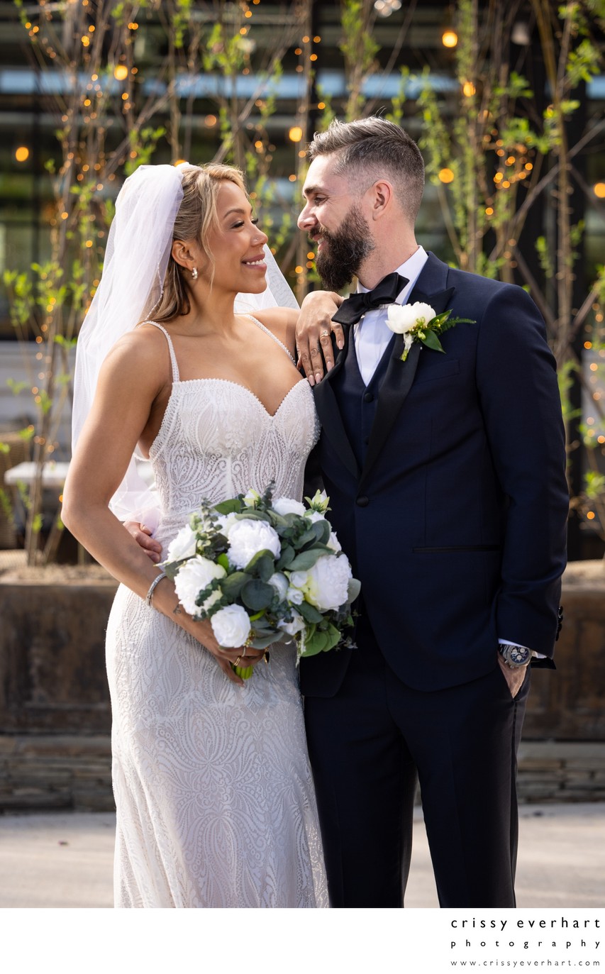 Romantic Bride and Groom Portrait Outdoors