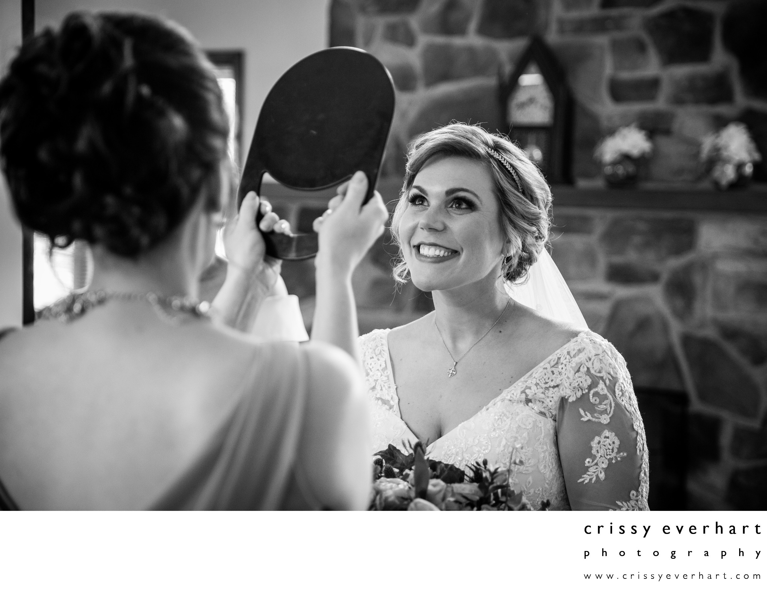 Bridal Prep Photos in Church Before Ceremony