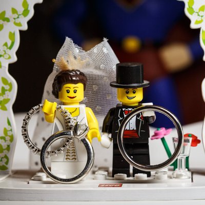 Lego Cake Topper with Wedding Rings