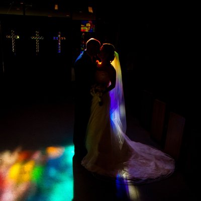 Stained Glass Wedding Portrait - Lafayette Hill
