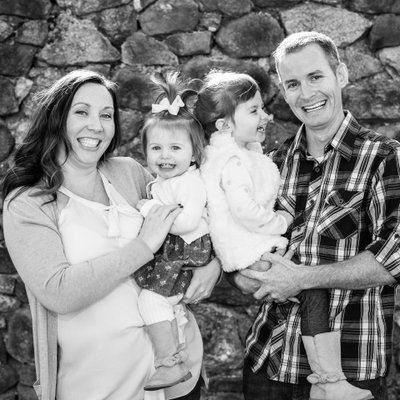 B&W Family Portraits - Family with Two Toddler Girls