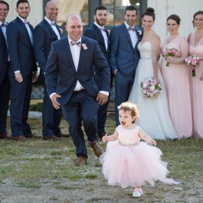 Runaway Flower Girl is Chased by Dad in Wedding Party