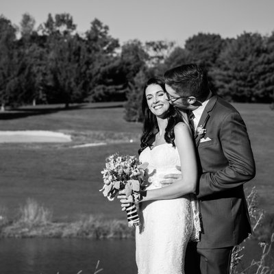 Spring Hollow Golf Club Black and White Wedding Photo