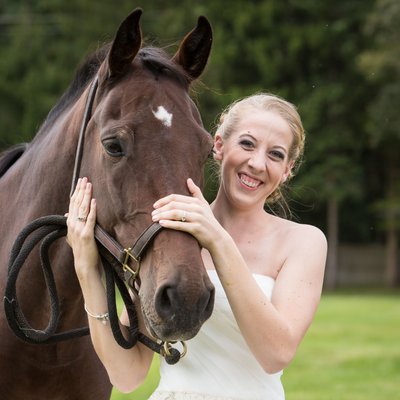 Bride with Horse - Animal Friendly Wedding Photographer