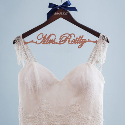 Wedding Dress Photo with Personalized Hanger