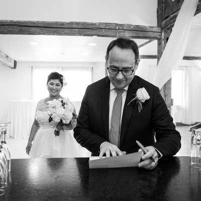Signing the Marriage License after the Ceremony