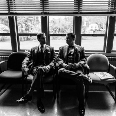 Groom and Best Man Before Ceremony - Phoenixville