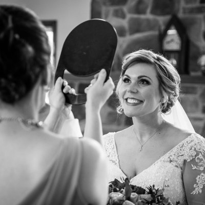 Bridal Prep Photos in Church Before Ceremony