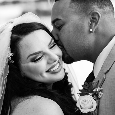 Adoring Couple- Close Up, Black & White Wedding Photo