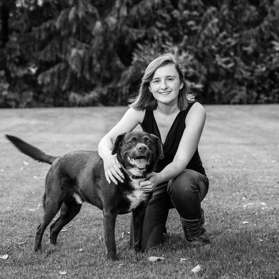 High School Senior with Family Dog